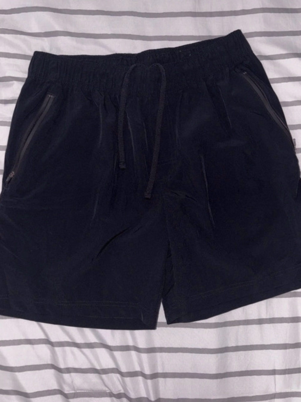 Men's Black Athletic Pull-On Shorts with Zip Pockets